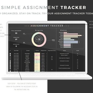 School Planner Spreadsheet, Assignment Tracker Google Sheets and Excel ...
