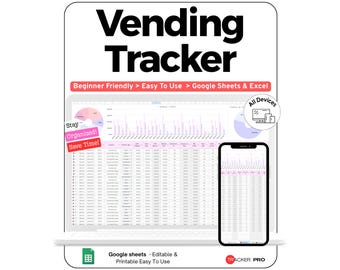 Vending Machine Business Tracker Google Sheets, Vending Route Restock Log Template, Machine Income & Expense Spreadsheet for Vending Tool