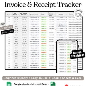 Invoice and Receipt Tracker Google Sheets Template (business Income ...