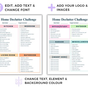 Declutter Checklist Template Editable Cleaning Schedule Declutter ...