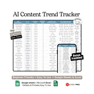 AI-Powered Content Trend Tracker Google Sheets Template AI Trend Research, Content Planning and Analytics Log Microsoft Excel