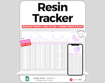 Resin Art Business Tracker Google Sheets, Resin Batch & Cure Log Template, Supply Cost and Order Spreadsheet for Resin Artists, Craft Sheet