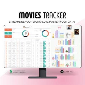 Movie and TV Show Spreadsheet Neutral TV Series Movie Tracker for Videos Log Watching Journal Digital Watching Planner Film Lovers
