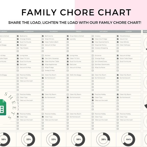 Large Family Chore Chart Printable Etsy
