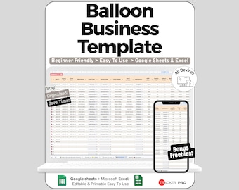Balloon Business Template Bundle, Balloon Artist Event Decorator Google Sheet, Balloon Event Planner, Decor Company Excel, Balloon Designer