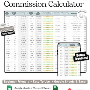 Commission Calculator Tracker Google Sheets Template (sales Commission ...