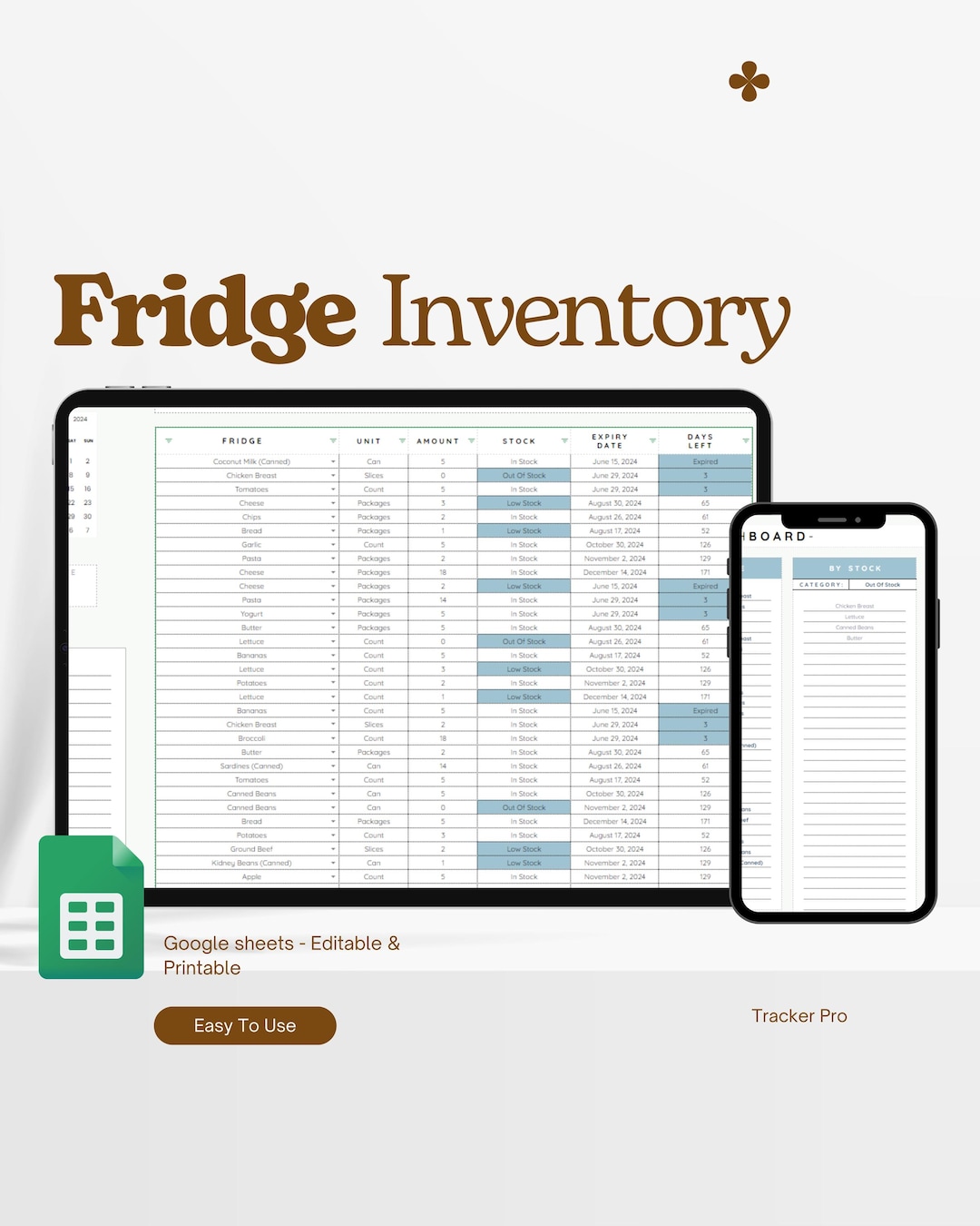 Refrigerator Inventory Template, Refrigerator Checklist, Refrigerator ...