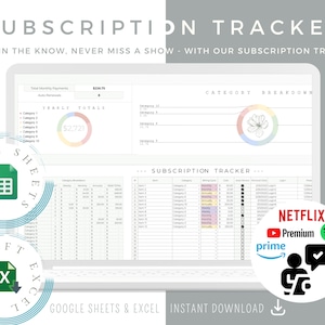 Subscription Tracker, Subscription Reminder, Subscription Management, Subscription Log, Spending Tracker, Monthly Membership