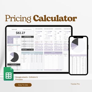 Hoja de cálculo para calcular precios de productos en Google Sheets, calculadora de margen de beneficio, hoja de cálculo para pequeñas empresas, plantilla de precios.