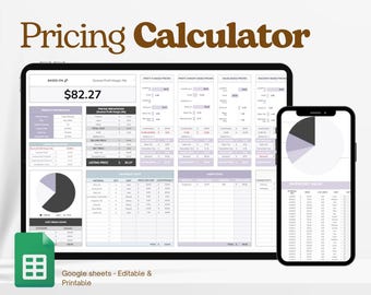 Product Pricing Calculator Spreadsheet for Google sheets, Profit Margin Calculator, Small Business Spreadsheet, Pricing Template
