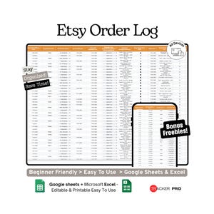 Registro degli ordini e dei messaggi dei clienti su Etsy con Google Sheets, Tracciamento degli ordini, Messaggi dei clienti, Evasione degli ordini, Comunicazione, Pianificatore del negozio Etsy