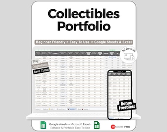 Collectibles Tracker Spreadsheet Google Sheets Template, Collection Inventory with Purchase Price Condition Grading & Comps, Value Sheet
