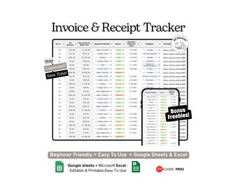 Invoice and Receipt Tracker Google Sheets Template (Business Income, Expenses, Billing and Payment Management Spreadsheet)