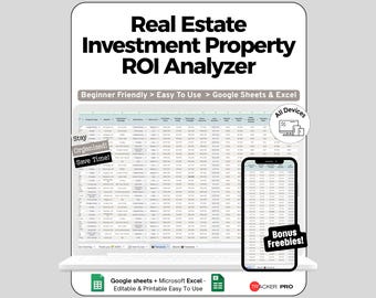 Rental Property Analyzer Spreadsheet Google Sheets Template, Real Estate Investment Cash Flow Cap Rate & ROI Calculator, Landlord Tool, Log
