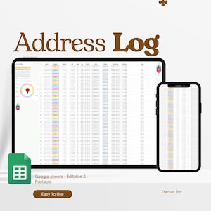 Libreta de direcciones, registro de direcciones, plantilla de seguimiento de direcciones en Google Sheets, directorio de contactos, lista de clientes, contactos de emergencia en Excel.