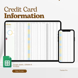 Credit Card Expense Tracker for Google Sheets and Excel, Credit Utilization Manager, Budget Tracking Spreadsheet, Digital Budget Planner
