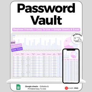Password Tracker Spreadsheet Google Sheets Template, Password Log Book, Website Login Keeper, Account Organizer Digital File, Digital Sheet