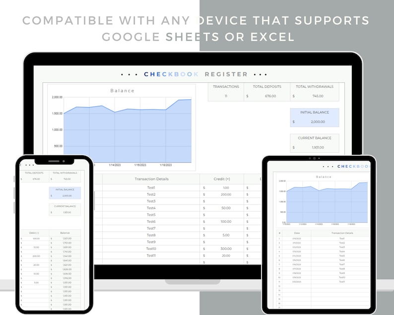 Checkbook Register Google Sheets Checkbook Register Excel Etsy