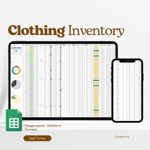 Clothing Inventory Template, Clothing Business Inventory Tracker Log, Tshirt Business, Apparel Templates, Excel Spreadsheet Google Sheet