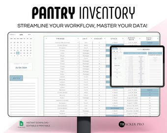 Food Tracker Excel Sheet Google, Pantry Inventory Template, Pantry Checklist, Pantry List, Food Inventory List Pantry