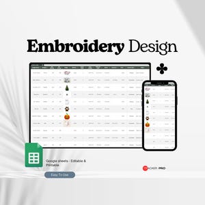Planilha de Controle de Estoque de Desenhos de Bordado, Negócio de Bordado, Modelo de Planilha Google para Organização de Moldes de Bordado, Desenhos de Apliques