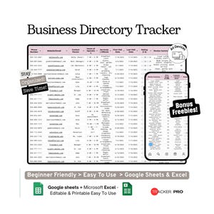 Local Business Directory and Review Tracker Google Sheets Template Vendors, Services, Contact Info and Review Log Spreadsheet, Excel
