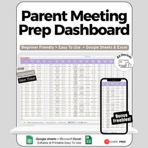 Parent Meeting Spreadsheet for Google Sheets and Excel Student Data Tracking and Conference Dashboard Editable