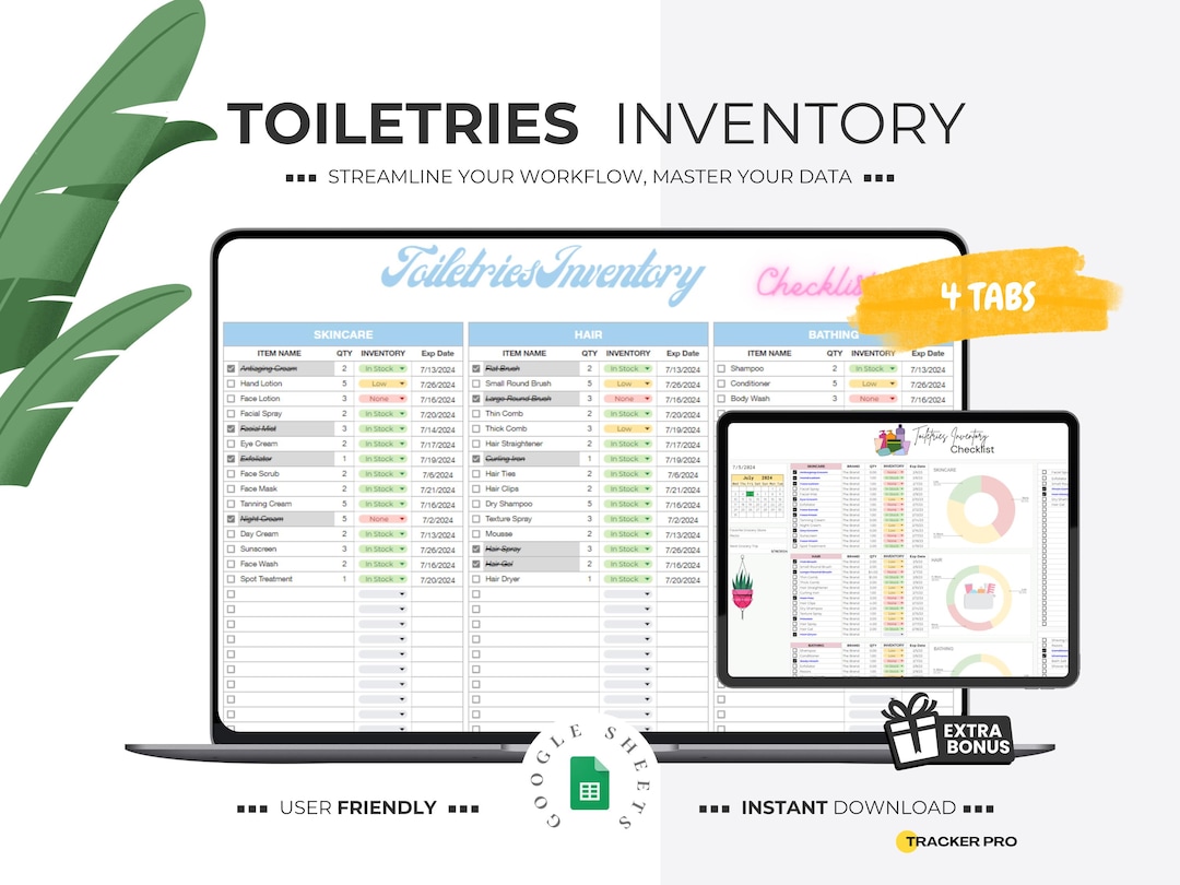 Toiletries Inventory, Toiletries Packing List for Travel, Household