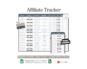 Affiliate and Collab Tracker Google Sheets Template, Affiliate Partners, Influencer Collabs and Payment Log Spreadsheet, Excel Google Sheets