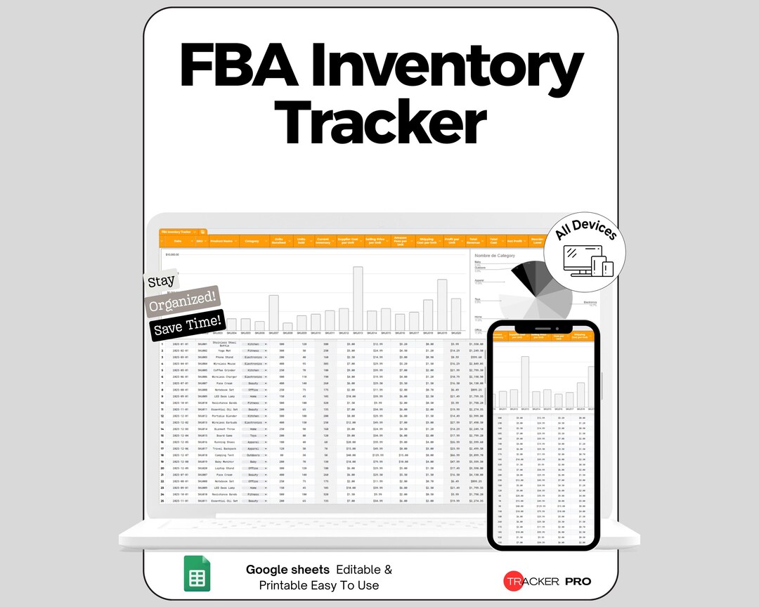 Amazon FBA Inventory and Profit Tracker Google Sheets | Track Stock Levels, Restock Alerts ...