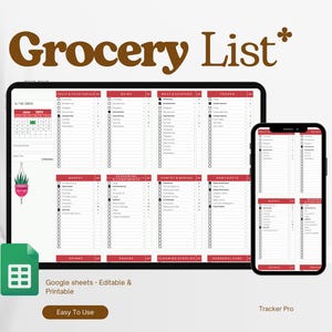 Grocery List Editable Google Sheets Template | Printable Shopping List Spreadsheet | Grocery Checklist Instant Download, Editable Groceries