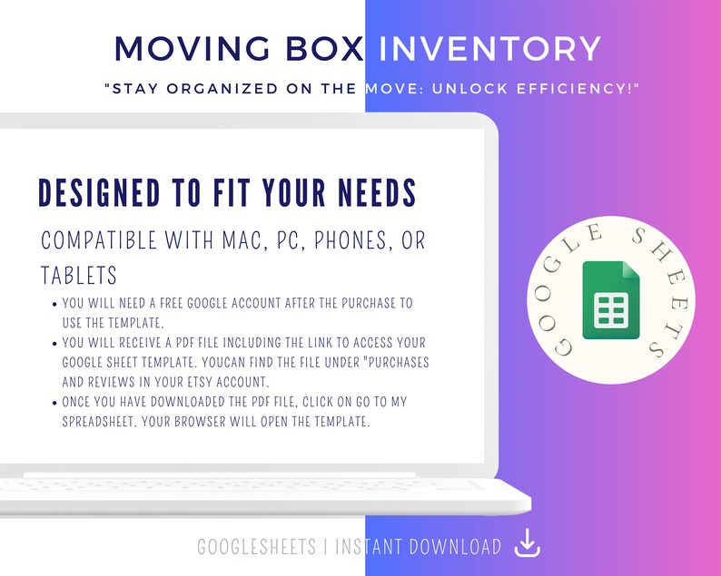Moving Box Inventory Excel Spreadsheet, Organized Moving, Home