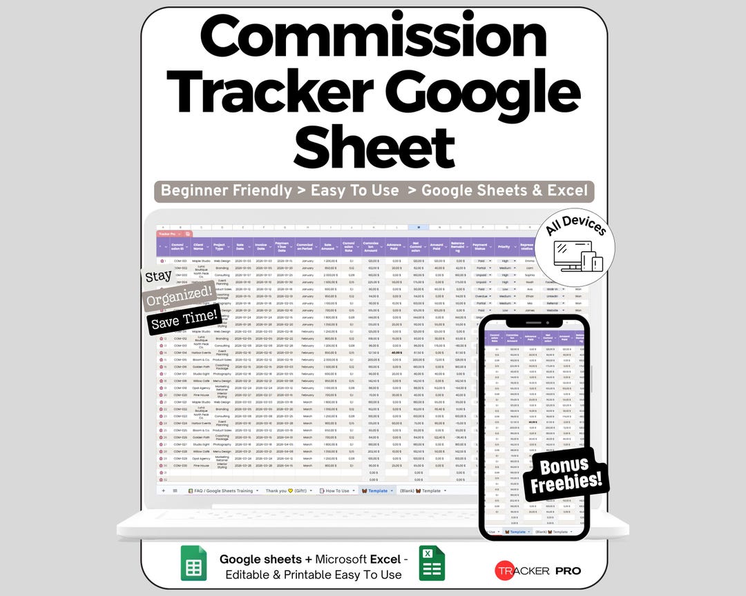 Commission Tracker Google Sheet, Sales Log Business Template ...