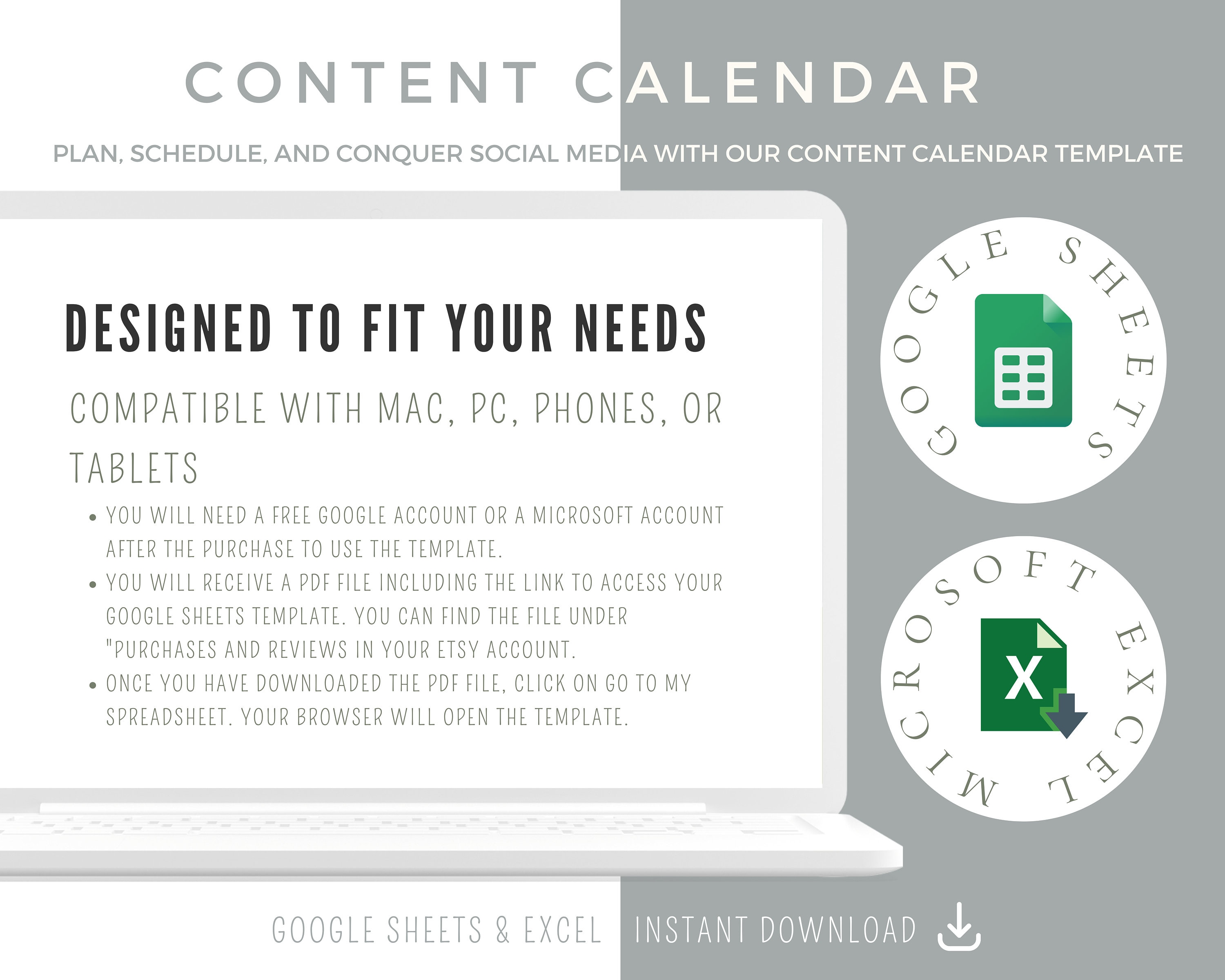 Content Planner Google Sheets, Social Media Content Calendar, Social