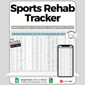 Rehabilitación y recuperación de lesiones deportivas: Excel y Google Sheets, seguimiento de ejercicios, niveles de dolor, progreso, sesiones de terapia, objetivos de recuperación, registro de actividad física.