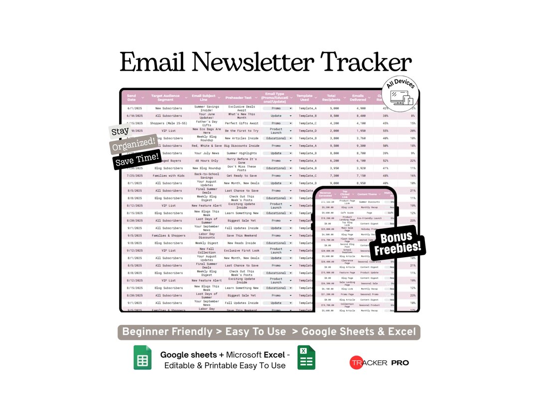 Email Newsletter Tracker Google Sheets Template (email Campaigns ...