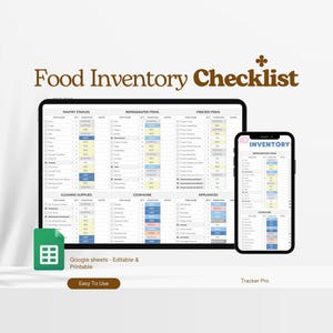 Sjabloon voor vriezerinventaris, checklist voor de vriezer, vriezerlijst, lijst met voedselinventaris, lijst met inhoud van de vriezer, Excel-blad voor het bijhouden van voedsel, Google Sheets-lijst