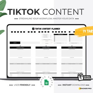 TikTok Content Planner Template, Google Sheets Social Media Content Planner, TikTok Planner Spreadsheet, Video Content Creator Planner