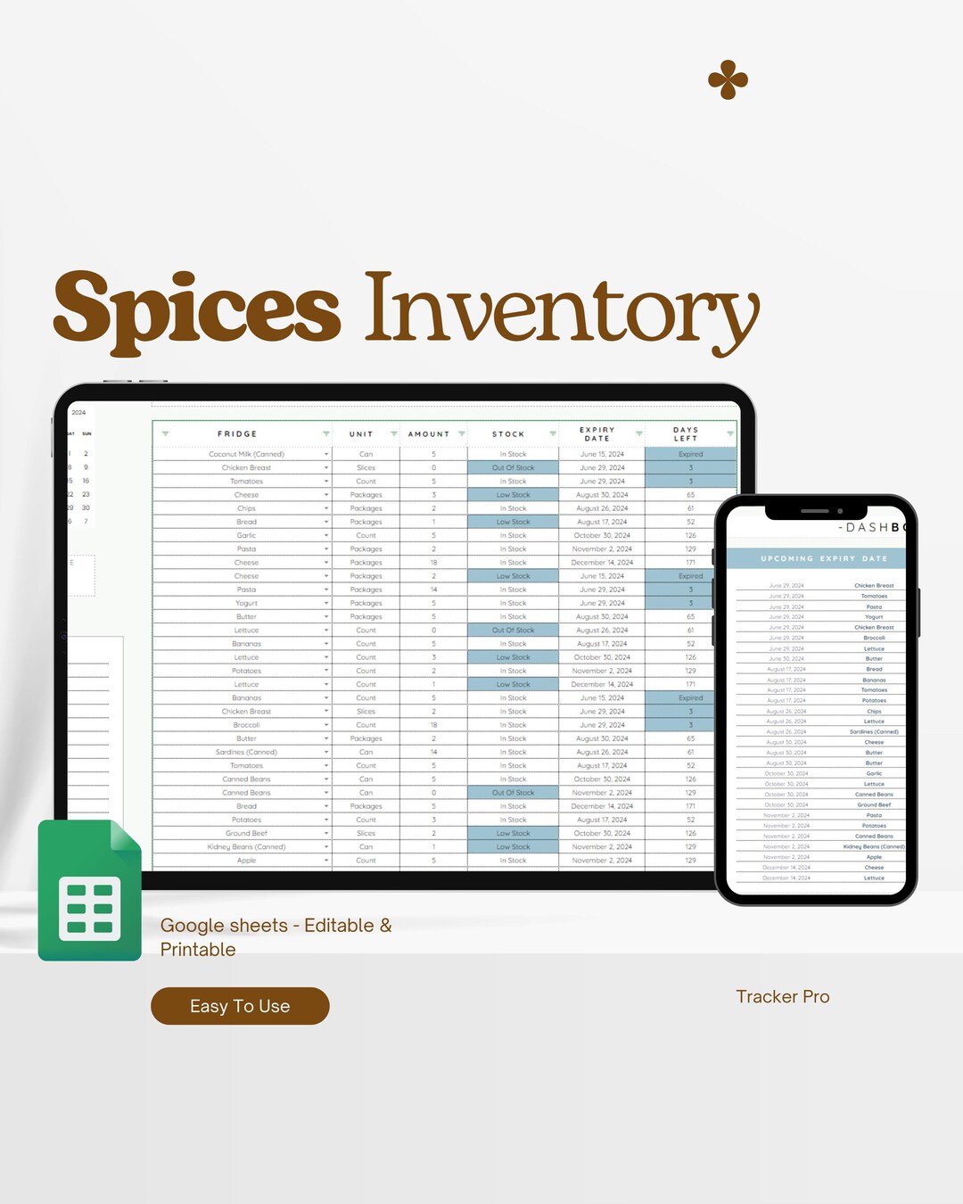 Spices Inventory List, Pantry Inventory Spreadsheet, Spice Inventory ...