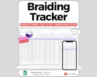 Hair Braiding Business Tracker Google Sheets, Braider Client and Style Price List, Appointment Deposit Log Spreadsheet for Braiders, Beauty