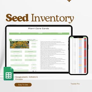 Zaadvoorraadbeheer, Organisatie van tuinzaden, Zaadjes zaaien, Zaadpakketten, Plantenzaden, Planten Excel-spreadsheet Google Sheets Bewerkbaar