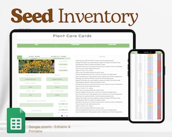 Seed Inventory Tracker, Garden Seeds Organization, Seed Starting, Seed Packets, Plant Seeds, Plants Excel Spreadsheet Google Sheets Editable