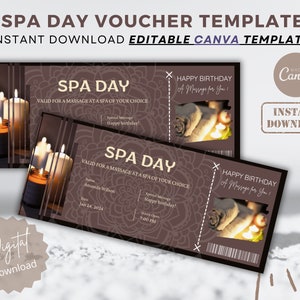 Bearbeitbarer Spa-Tagesgutschein, personalisierter Massage-Gutschein, druckbare Geschenkidee, Wellness-Gutschein, Geschenk, DIY-Gesichtsgutschein, Last-Minute-Geschenk, Canva