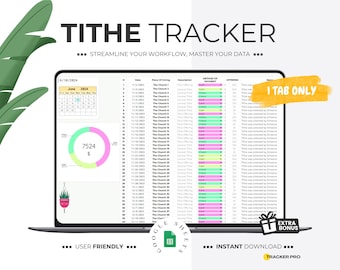 Tithe Tracker Excel Spreadsheet, Tithes and Offerings Tracking, Church Donations, Contribution Tracker, Church Offering List Google Sheets