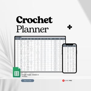 Crochet Planner, Crochet Tracker, Crochet Project Planner, Crochet Organizer, Crochet Spreadsheet, Crochet Template Google Sheets Crocheting