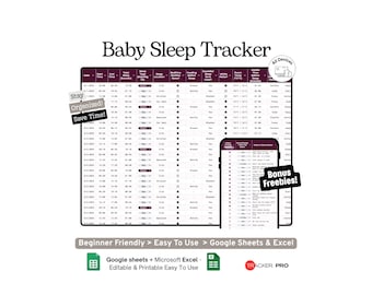 Baby Sleep Schedule and Nap Tracker Google Sheets Template, Newborn Sleep Log, Nap Schedule and Baby Routine Spreadsheet, Excel