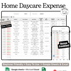 Home Daycare Expense & Income Tracker Google Sheets Spreadsheet for In-Home Childcare Providers Budget and Profit Tracking image 2