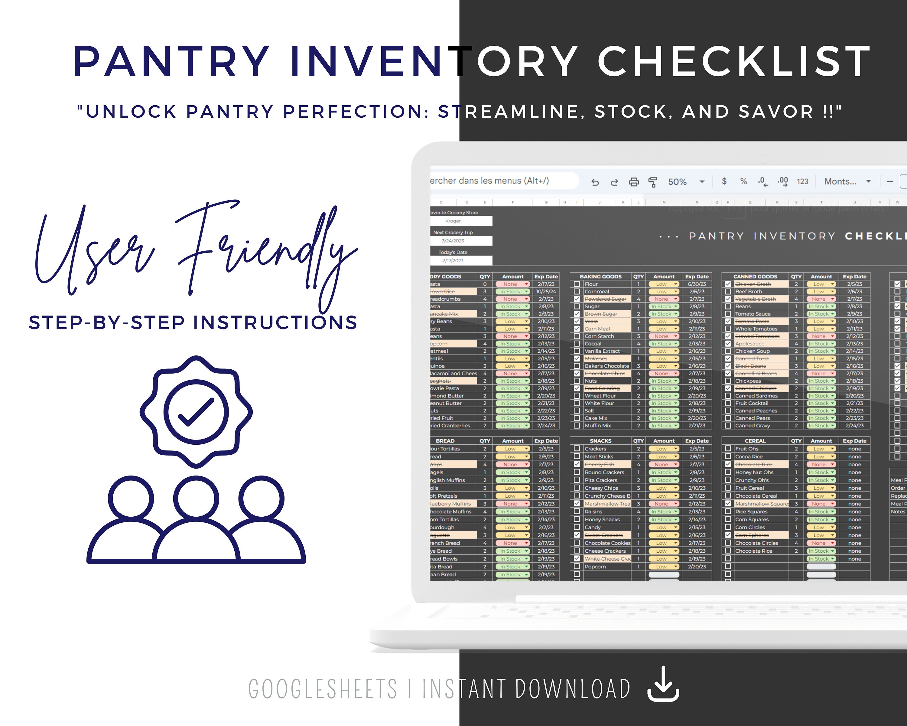 Pantry Planner, Pantry Inventory Template, Pantry List, Food Inventory