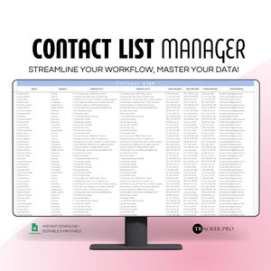 Contact List, Contact List Sheet, Google Sheets, Address Book, Address Sheet, Contact Organizer, Emergency List Emergency OrganizerPrintable
