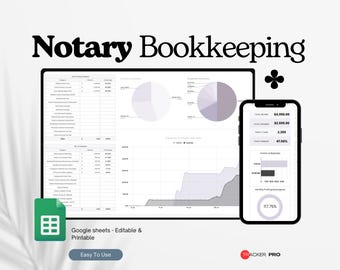 Notary Bookkeeping Template, Loan Signing Agent Income and Expenses Tracker Log, Notary Template, Mobile Notary Public Apostille Spreadsheet